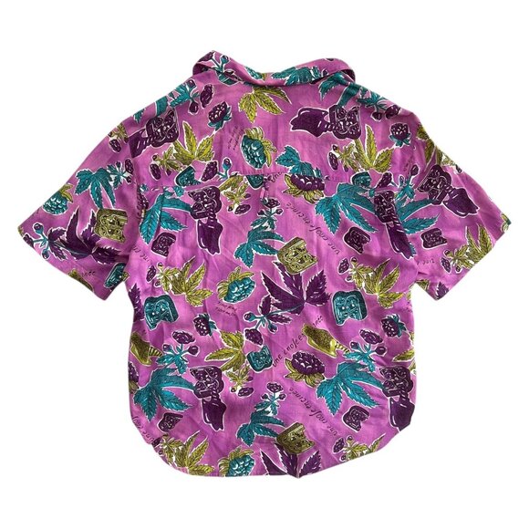Vintage Ashleigh Morgan Womens Crop Hawaiian Shirt Pink Medium Tropical Resort‎ - Picture 4 of 12